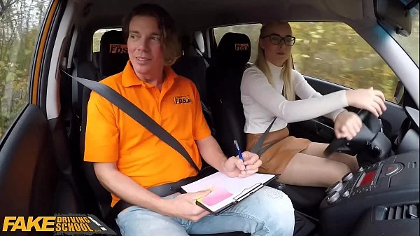 Fake Driving School Blonde learner Amaris and her perfect boobs fucked