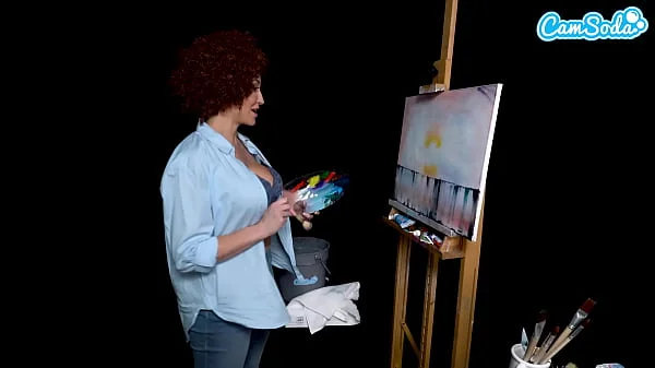 Big Tits MILF Ryan Keely Cosplay As Bob Ross Gets Horny During Painting Tutorial