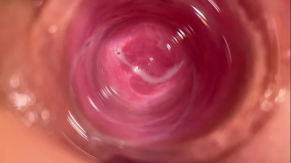 Camera deep inside Mia's vagina