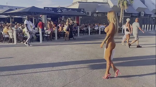 Monika Fox Walks The Streets Of Cap d'Agde Naked