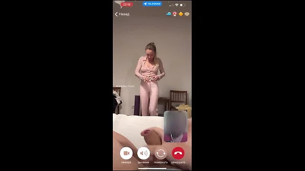 My husband is jerking and cum front of my momy a while we talk with her by video call.