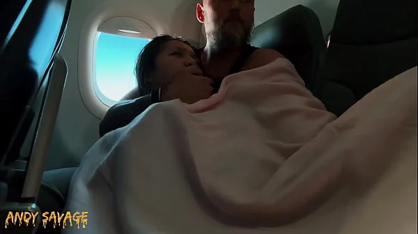 PUBLIC fingering asian on an airplane MILE HIGH CLUB