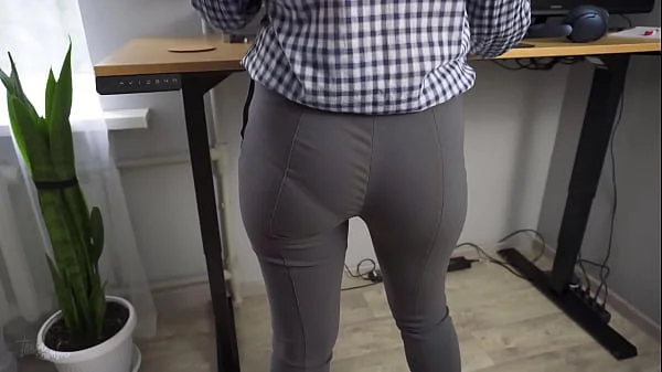 Milf Secretary In Tight Trousers Teases Her Visible Panty Line