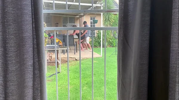 I caught my neighbours fucking outside in the backyard