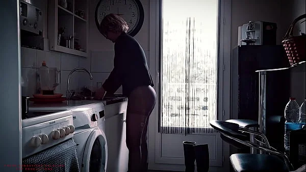 Gorgeous Mature Blonde - Hairy Pussy - Hard Fuck In The Kitchen