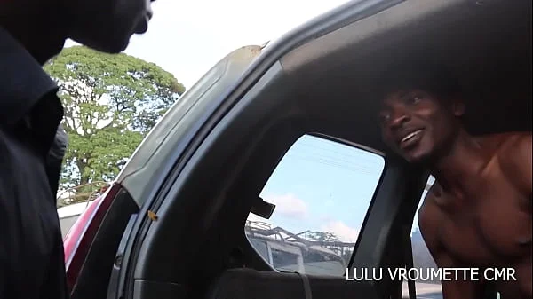 POV Public fucking threesome in town in a vehicle in front of the spectators.  A taxi driver and his client caught by a passerby fucking behind the vehicle and finds them for a threesome on Lulu vroumette cmr