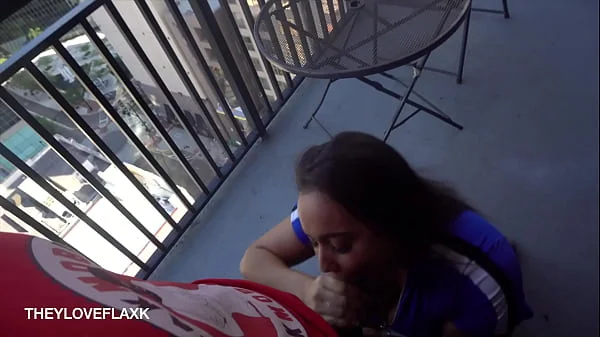 Sexy Latina Slut Sucks Big Black Cock On Balcony