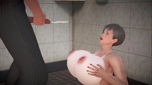 Boy fuck a sexy with giant boobs in the shower