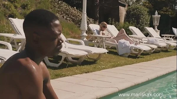 MARISKAX Tina gets fucked poolside by a big black cock