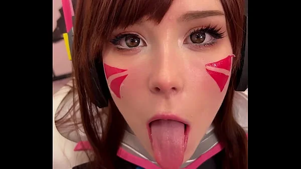 Tiktoker Girl Cosplay D.Va from Overwatch and Sucks Dick till Facial