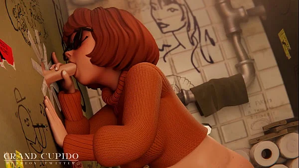 Velma Gloryhole Bathroom blowjob cum Scooby Doo