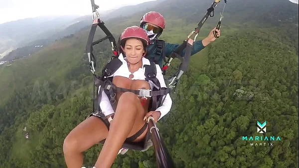 The number one ebony actress from Colombia Mariana Martix goes paragliding masturbating naked