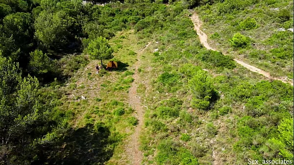 Drone catches young couple fucking outdoors