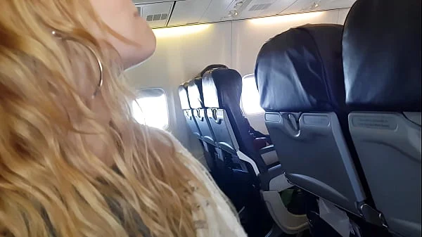 PUBLIC AIRPLANE Handjob and Blowjob